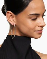 Pavé Hoop Earrings in Sterling Silver with Diamonds, 63.5mm